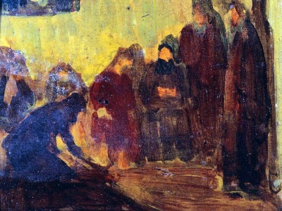 painting of Jesus washing the disciples feet
